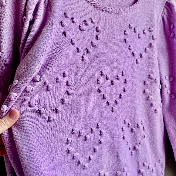 Lilly Pulitzer Lavender Purple Kippa Heart Puff Knit Sweater Bishop Sleeve - Picture 7 of 7